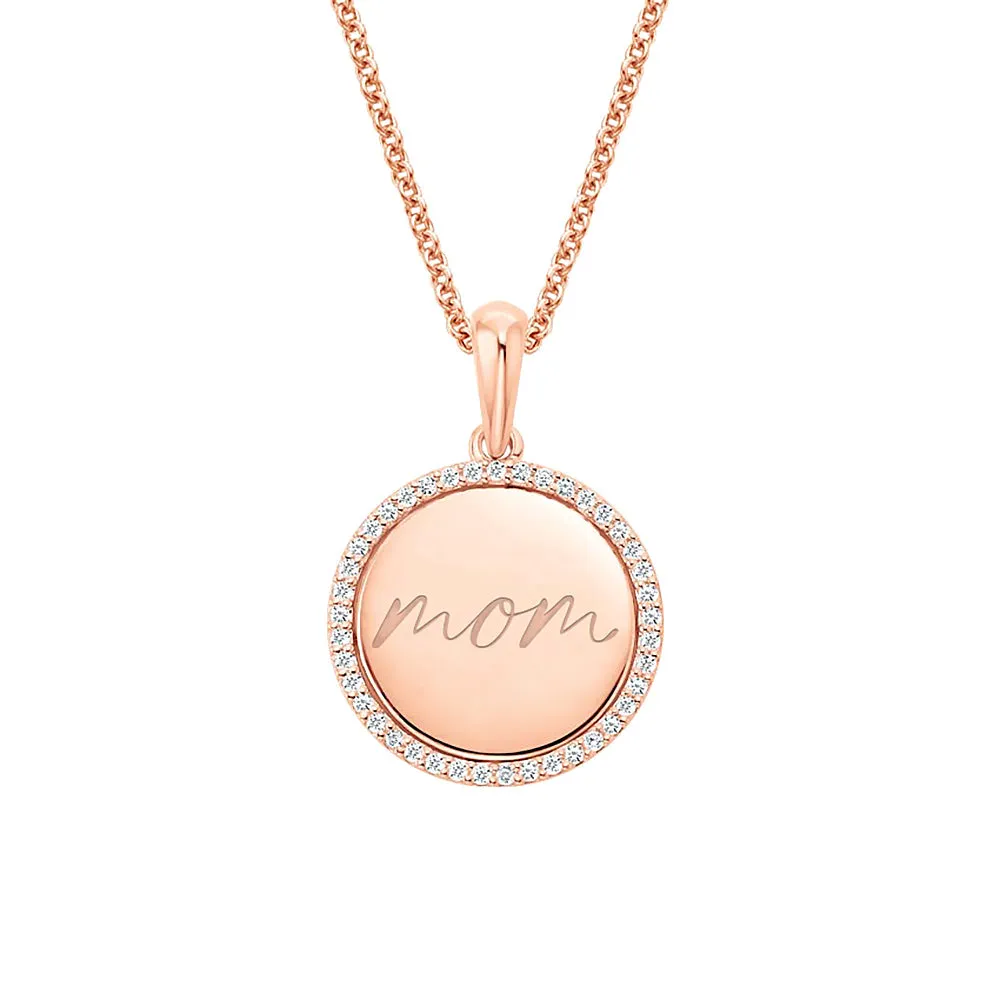 Engravable Mom Disc Moissanite Pendant Necklace