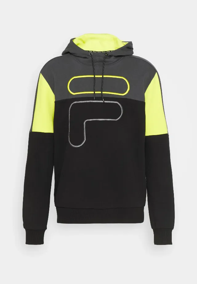 Fila Parson Blocked Men's Hoodie 683449 B498 Black Gray Yellow