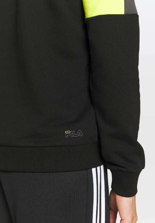 Fila Parson Blocked Men's Hoodie 683449 B498 Black Gray Yellow