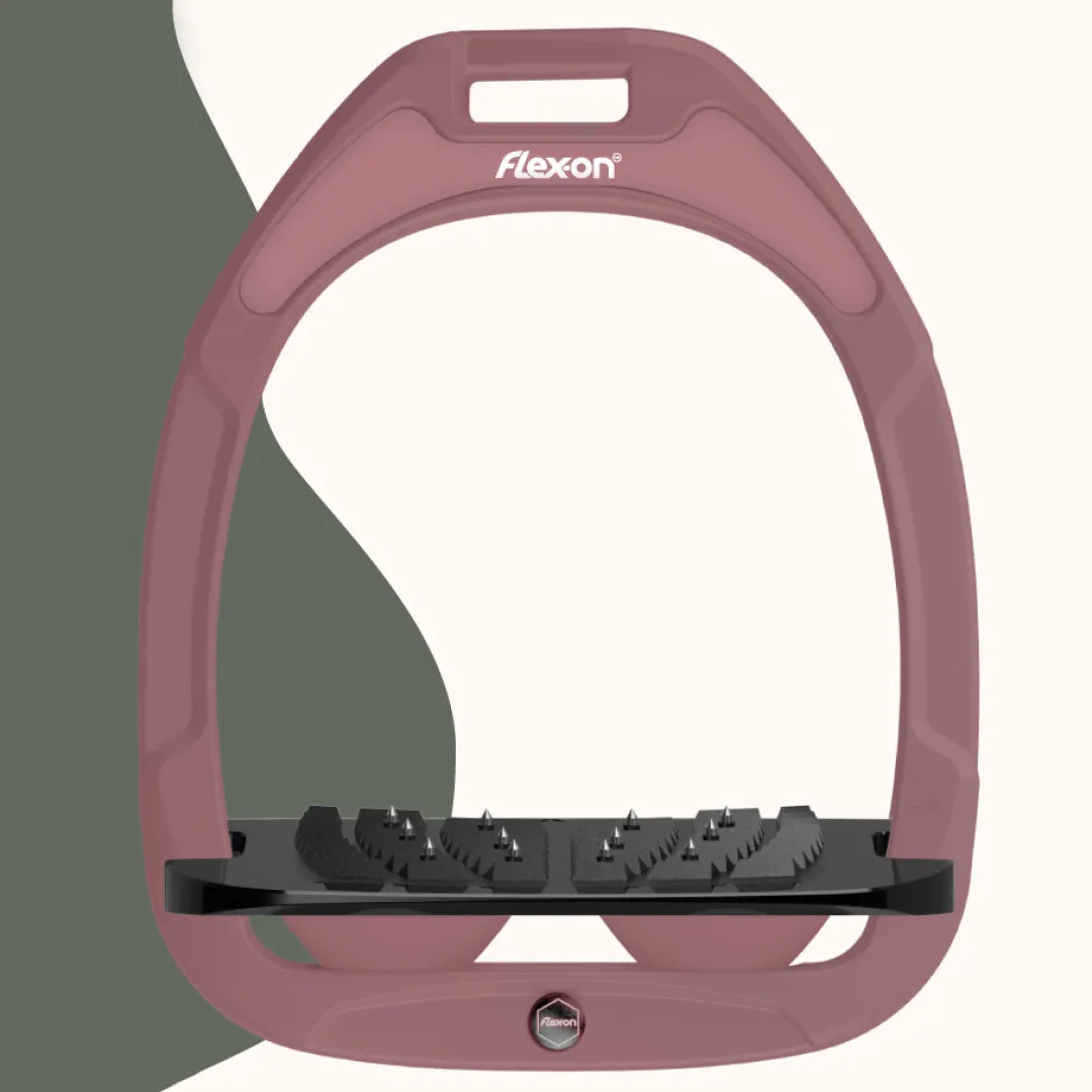 Flex-On Limited Edition Green Composite Inclined Ultra Grip Stirrups - Pink/Black/Pink