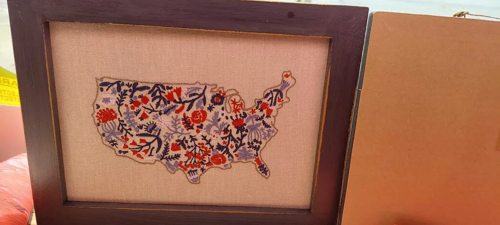 Framed USA Floral Map