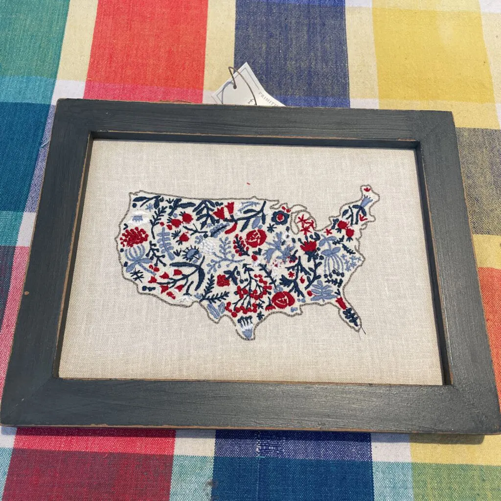 Framed USA Floral Map