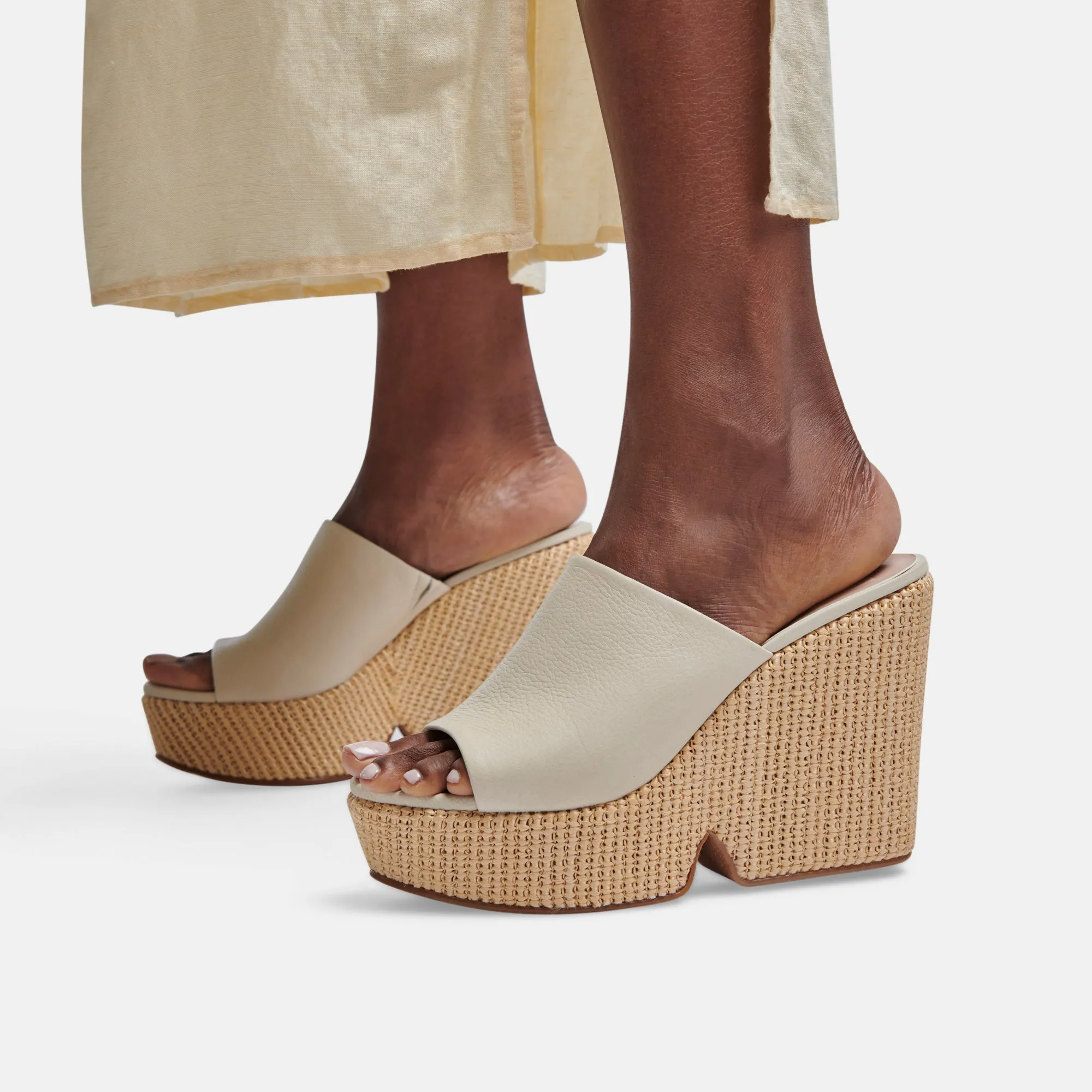 GILMA WEDGES IVORY LEATHER