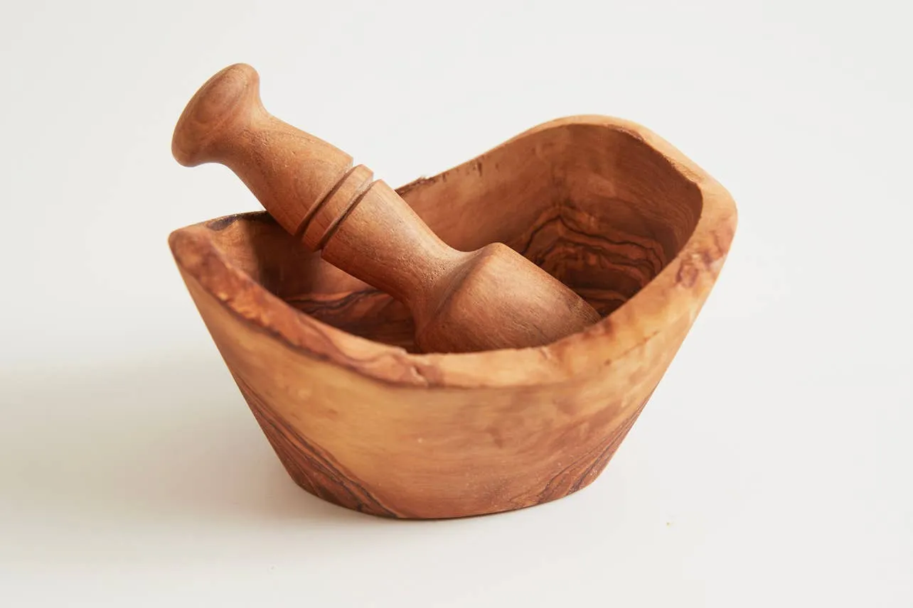 Italian Olivewood Serving Bowl with Pestle