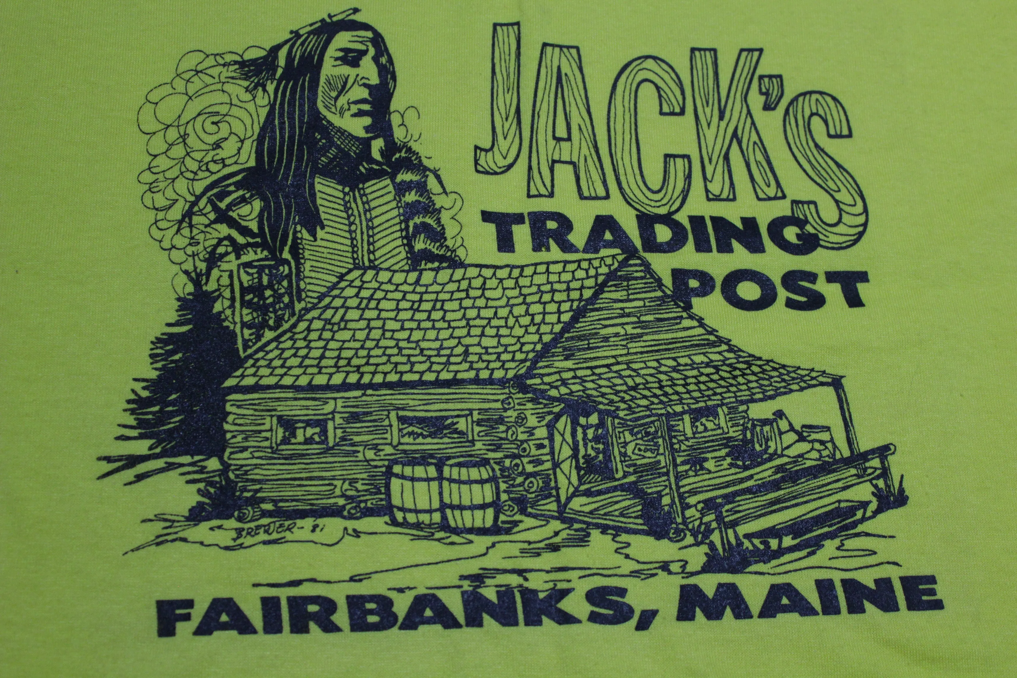 Jack's Trading Post Vintage 80's Fairbanks Maine USA Deadstock Tourist T-Shirt