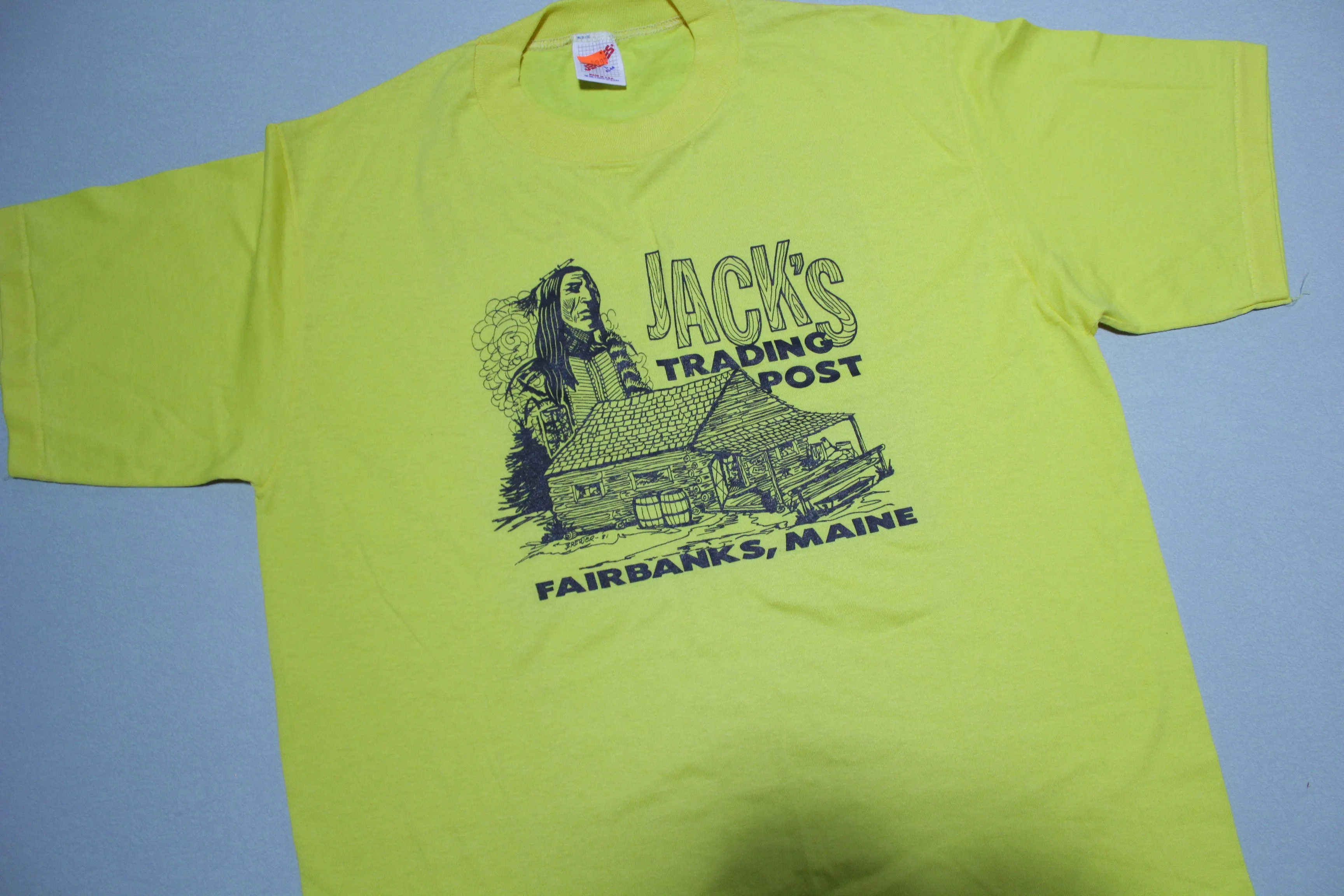 Jack's Trading Post Vintage 80's Fairbanks Maine USA Deadstock Tourist T-Shirt