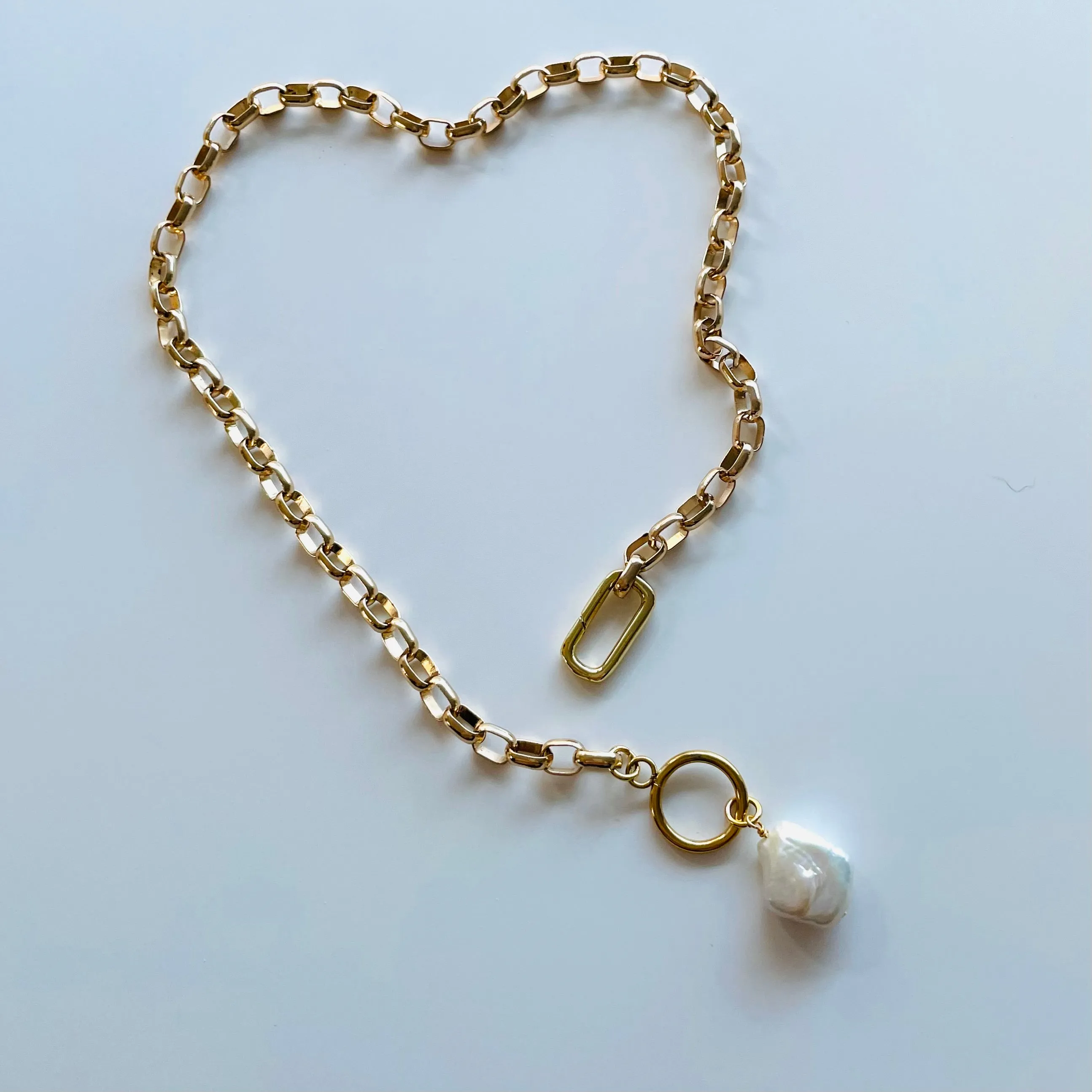 Large Baroque Pearl Clip Chain