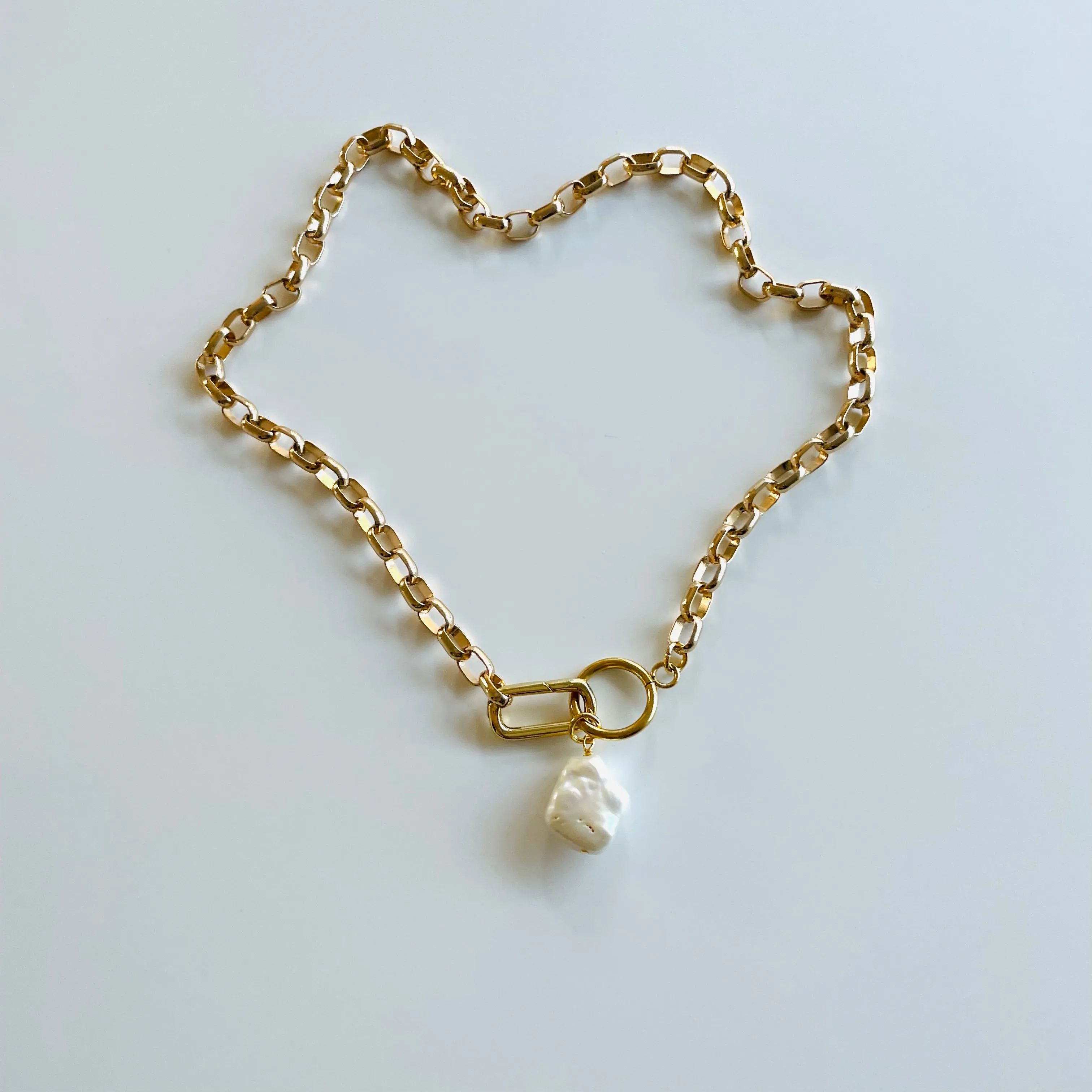 Large Baroque Pearl Clip Chain