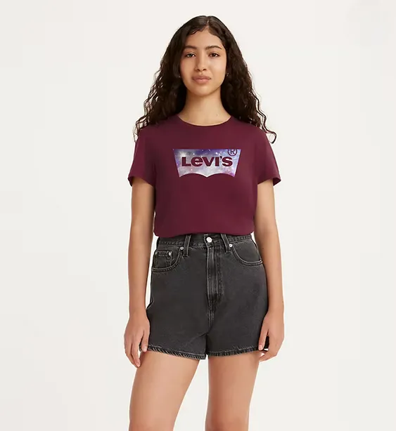 Levi's short sleeve T-shirt with The Perfect Tee logo Classic 17369-2024 galaxy fill beet red