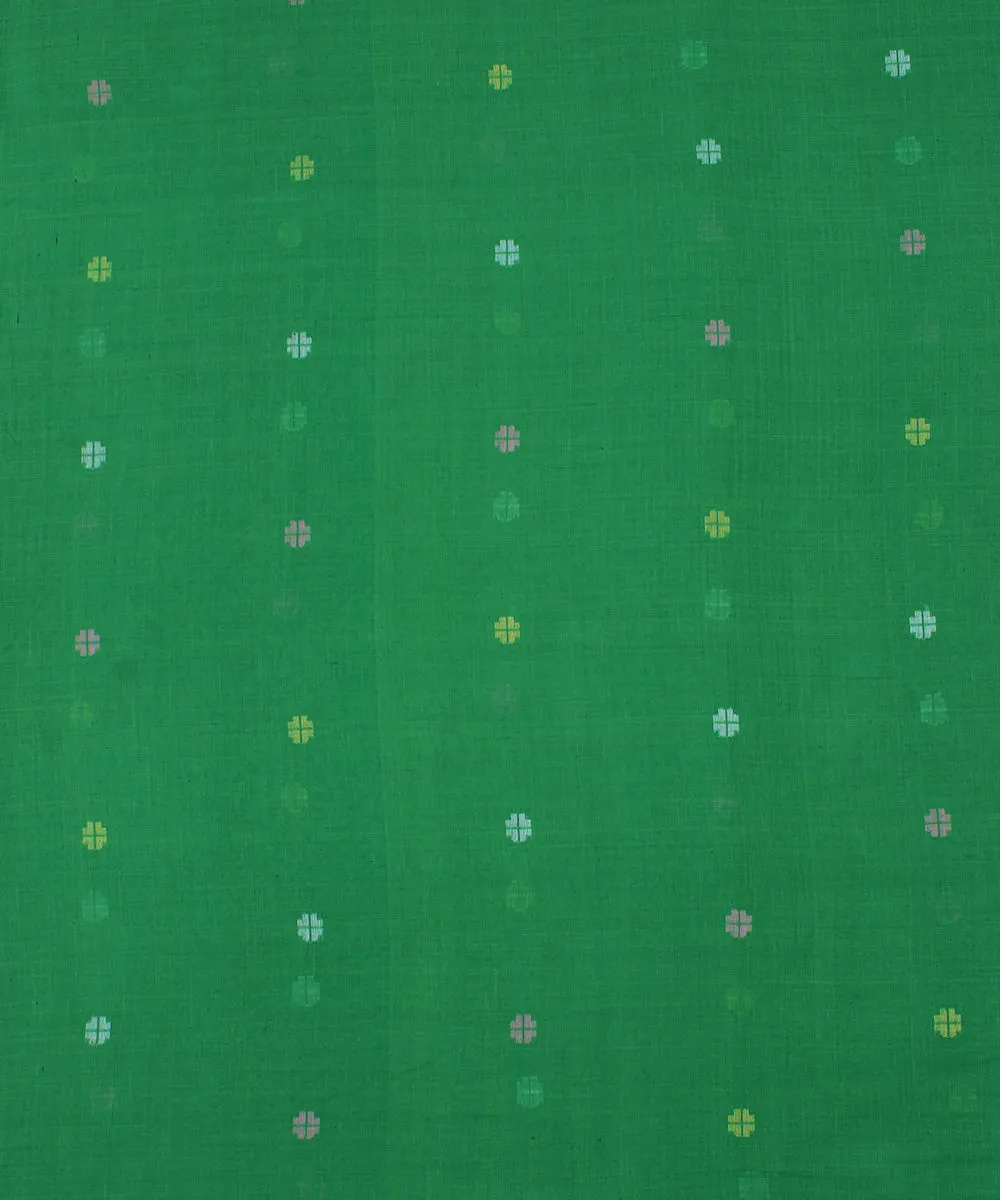 Light green handwoven jamdani cotton fabric