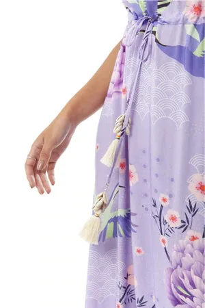 Liquorish Floral And Bird Print Off Shoulder Maxi Dress