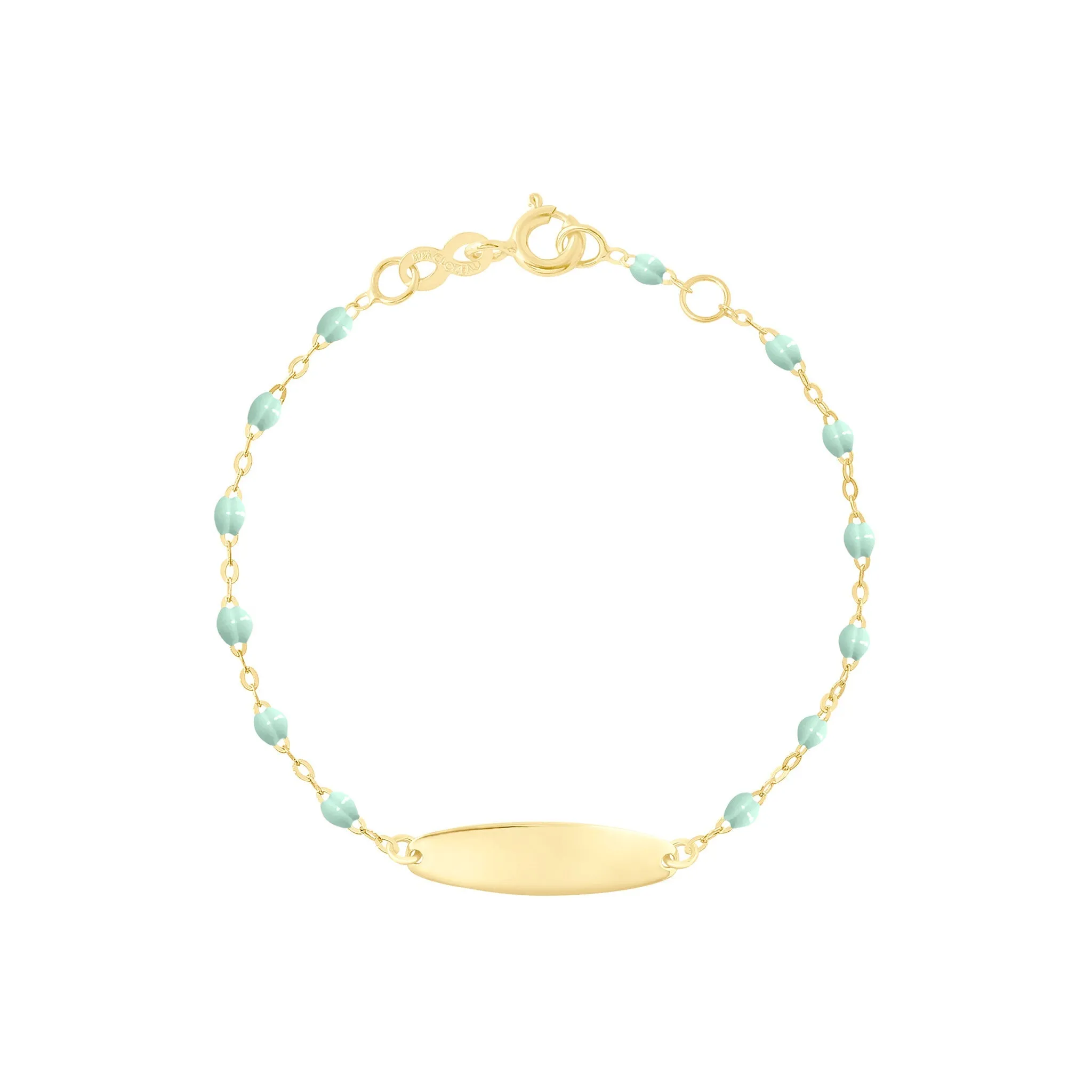 Little Gigi Jade bracelet, Oval plaque, Yellow Gold, 5.1"