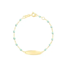 Little Gigi Jade bracelet, Oval plaque, Yellow Gold, 5.1"