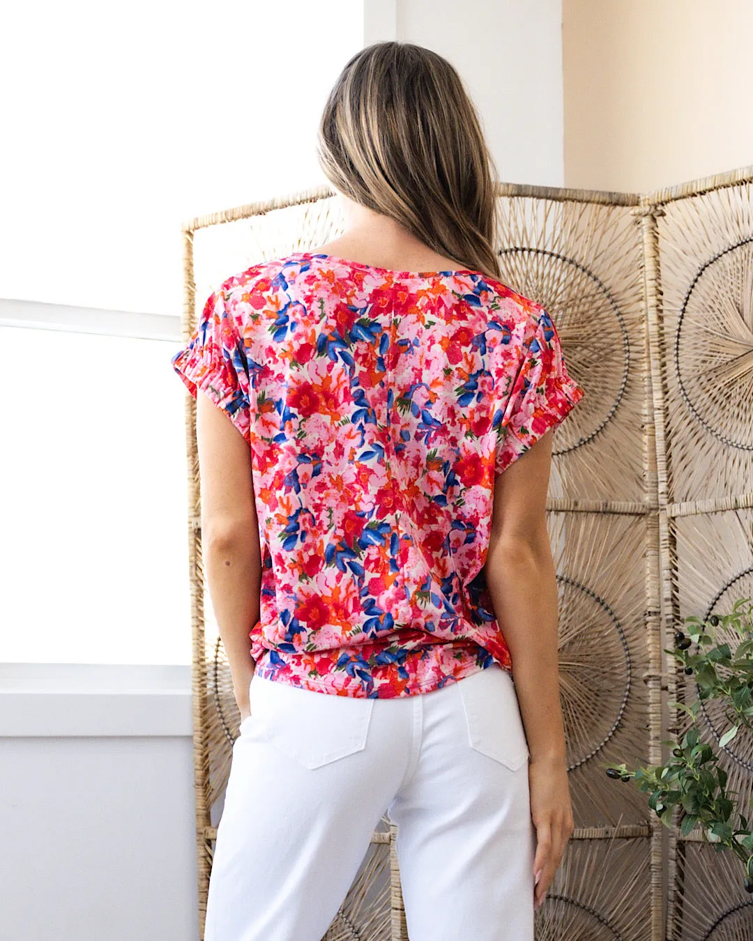 Lori Fuchsia Floral Top