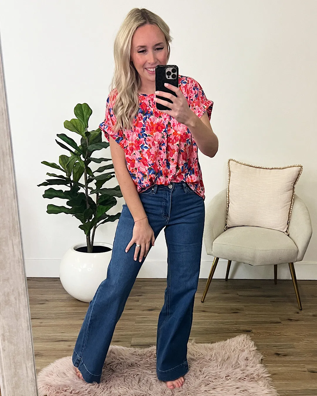 Lori Fuchsia Floral Top