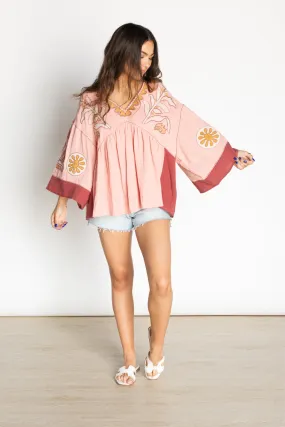 Love in Your Eyes Light Pink Embroidered Top