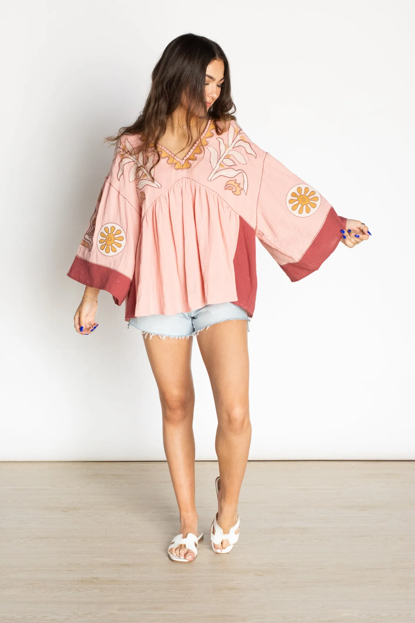 Love in Your Eyes Light Pink Embroidered Top