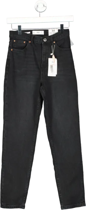 MANGO Black Mom Comfort High-rise Ankle Jeans Bnwt UK 6