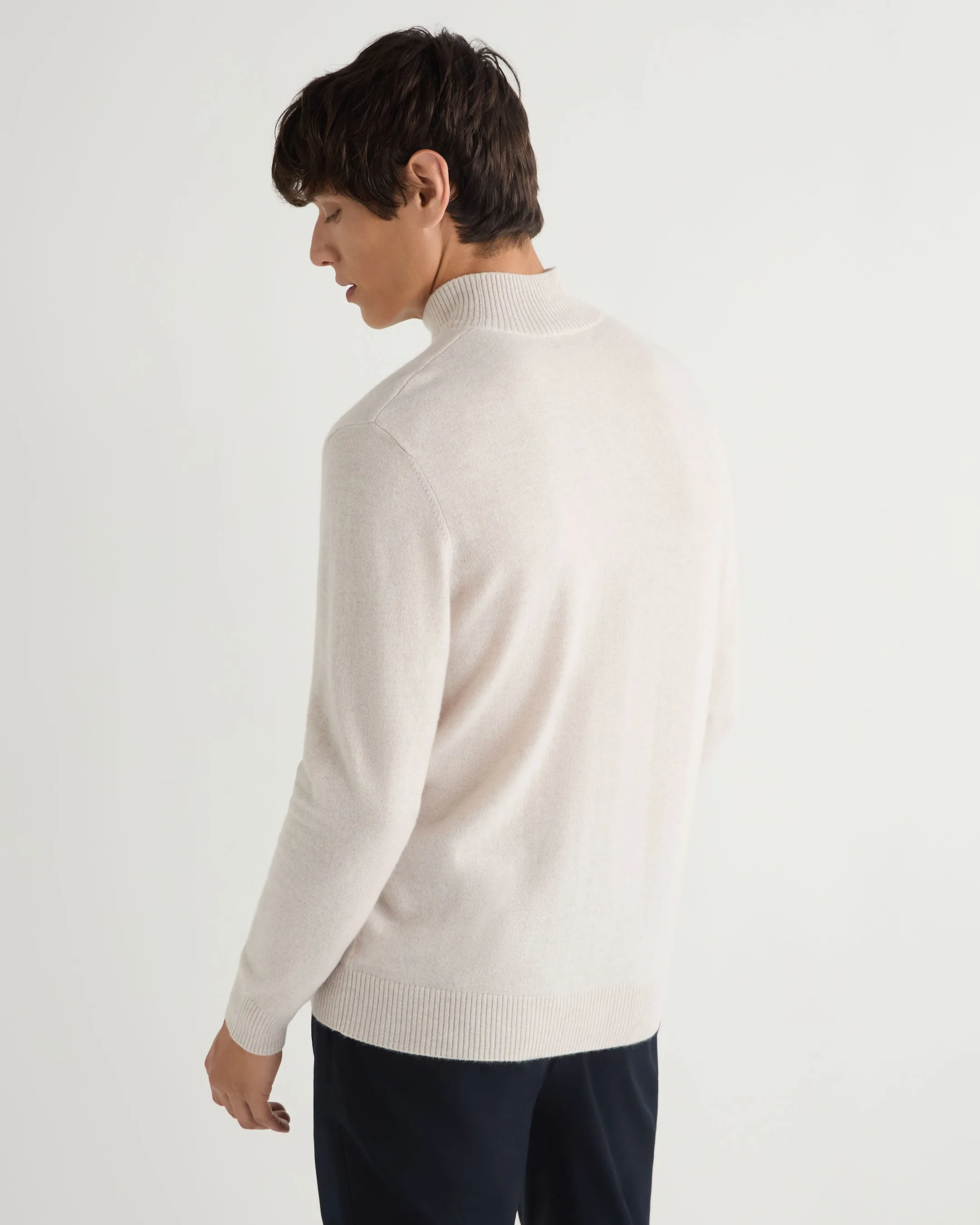 Men's Mayfair Turtle Neck Cashmere Sweater Frost White