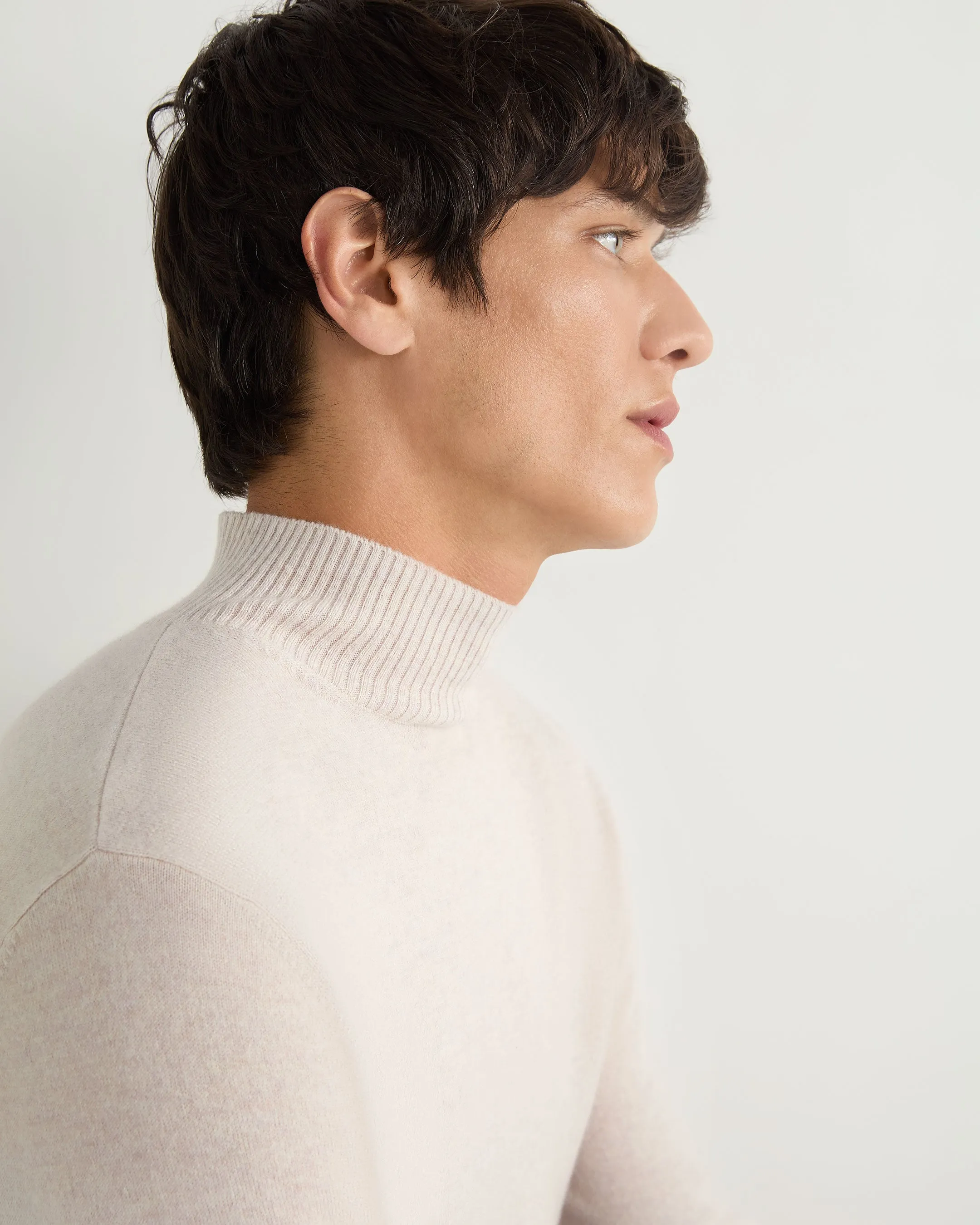 Men's Mayfair Turtle Neck Cashmere Sweater Frost White