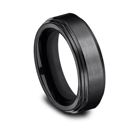 Men's Wedding Band, 8MM Black Titanium, Comfort Fit