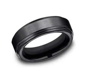 Men's Wedding Band, 8MM Black Titanium, Comfort Fit