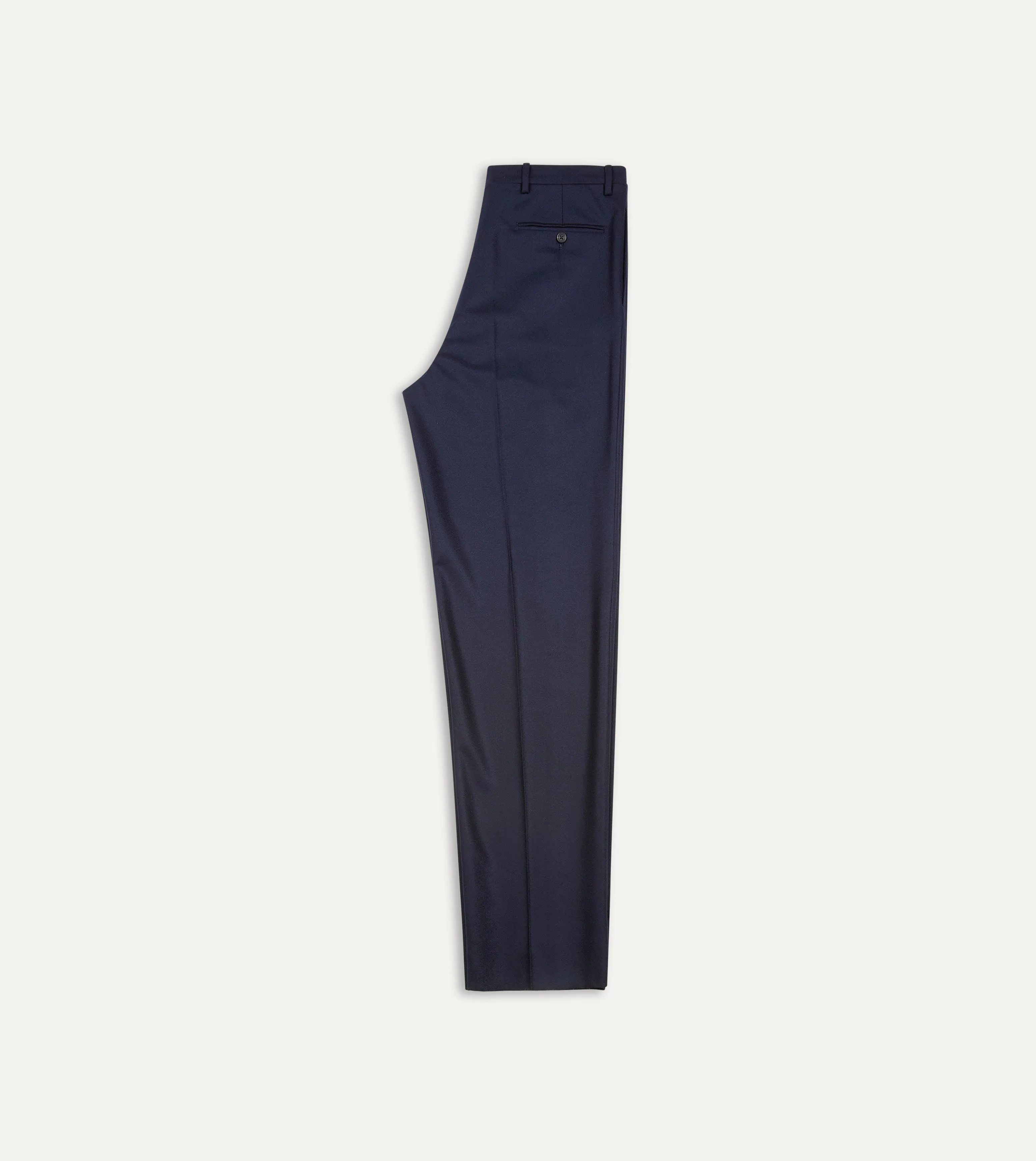 Navy Wool Flannel Flat Front Trousers