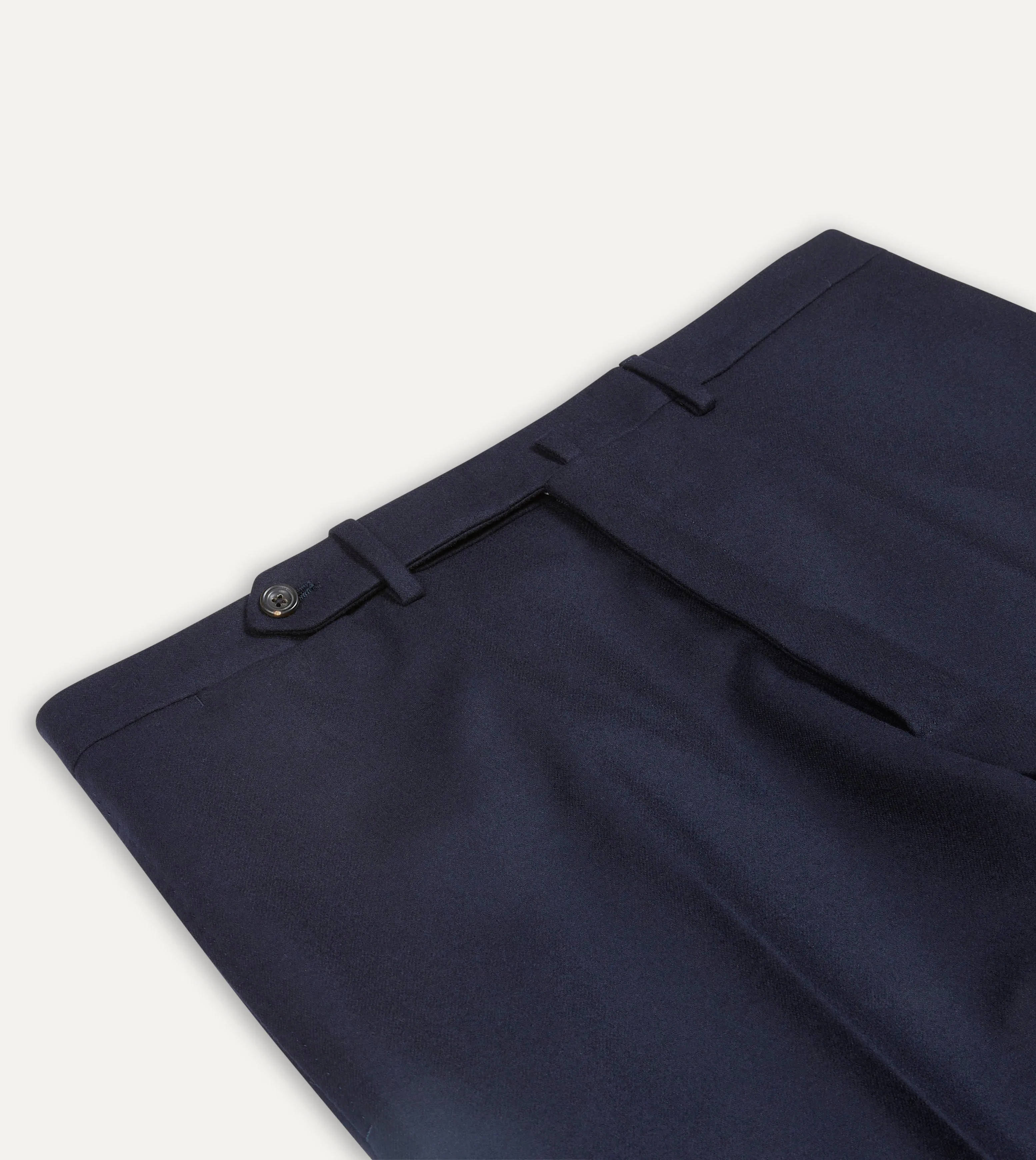 Navy Wool Flannel Flat Front Trousers