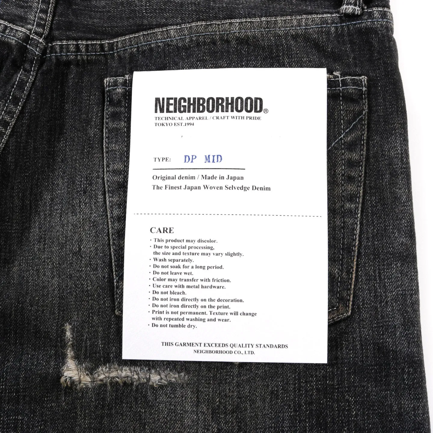 NEIGHBORHOOD SAVAGE DENIM DP MID PANTS BLACK