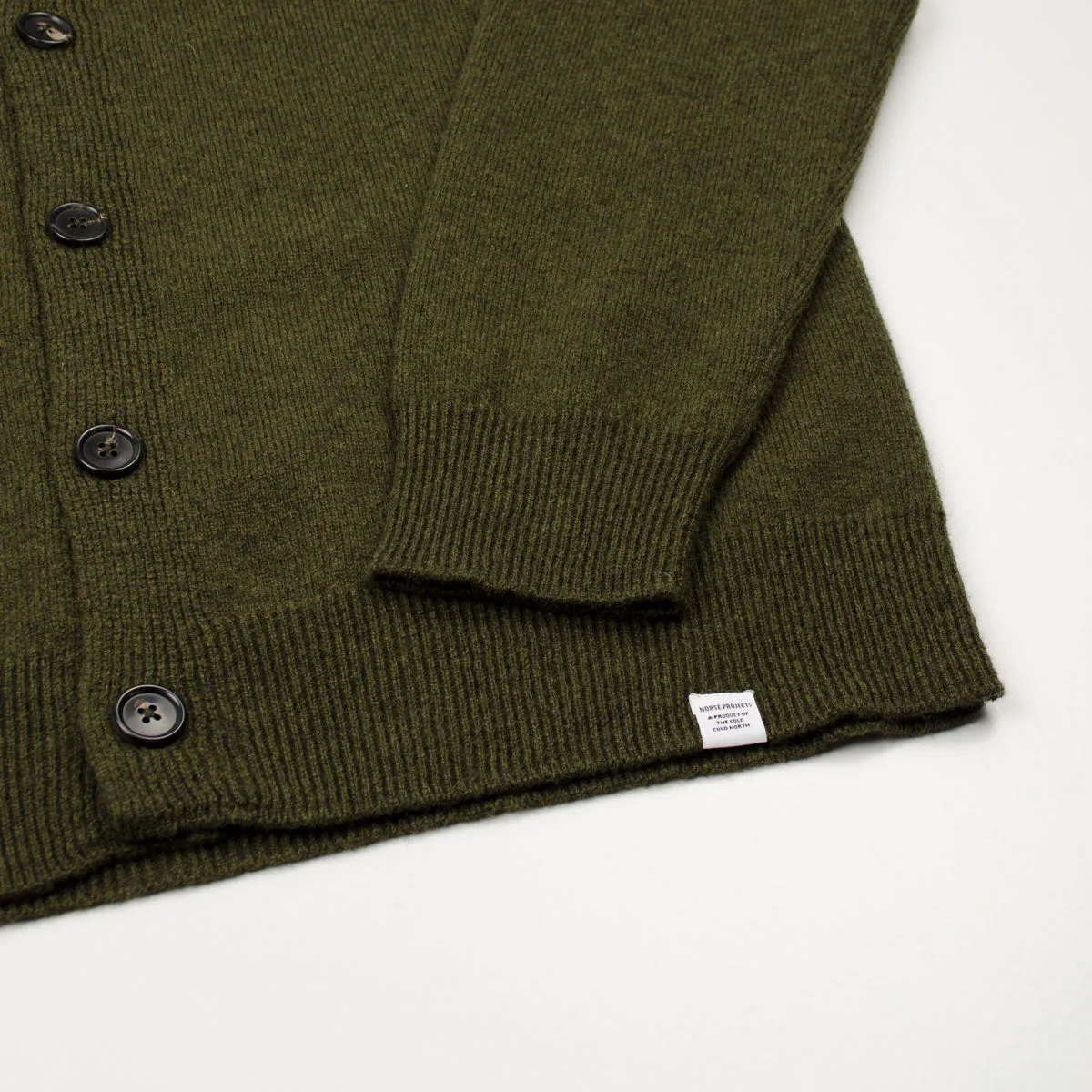 Norse Projects - Adam Lambswool Cardigan - Dark Olive