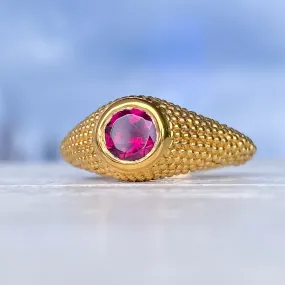 Nubia Round Rhodolite Yellow Gold Ring Size 7.25US