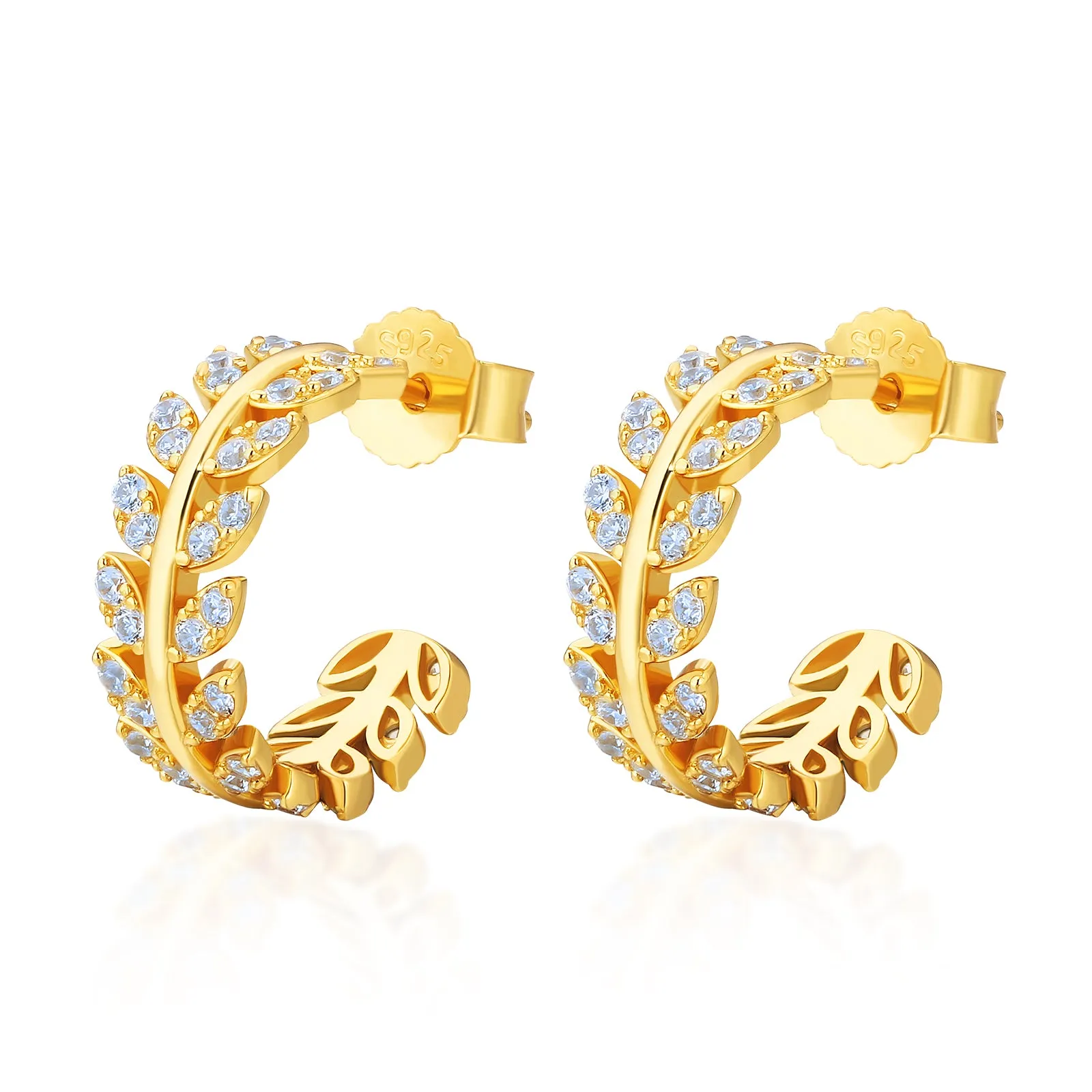 Olive Leaf Earrings Hoops for Women KRKC