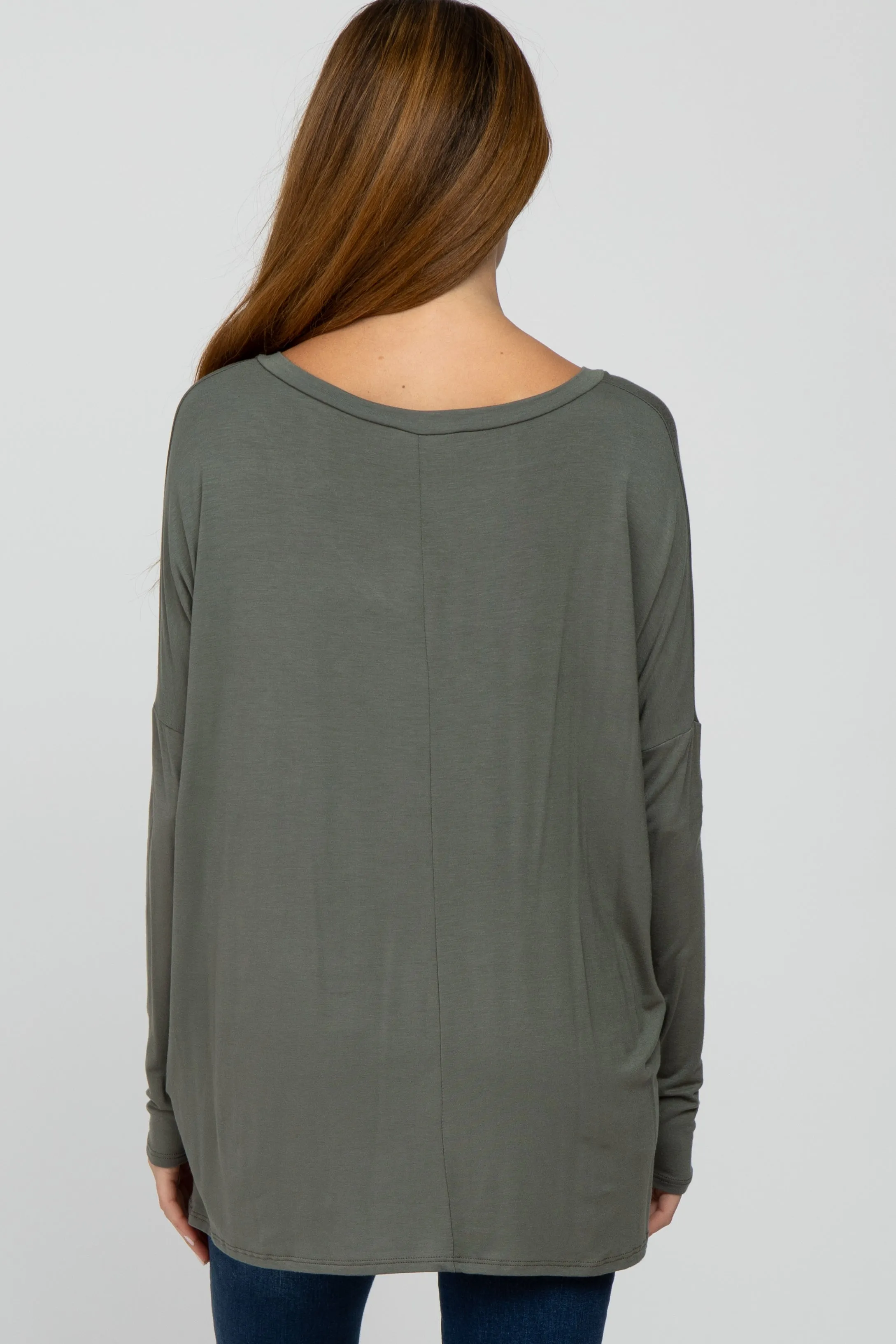 Olive V-Neck Maternity Top