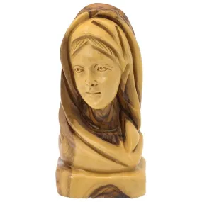 Olive Wood Virgin Mary Head Figure from Jerusalem with a Certificate Holy Land