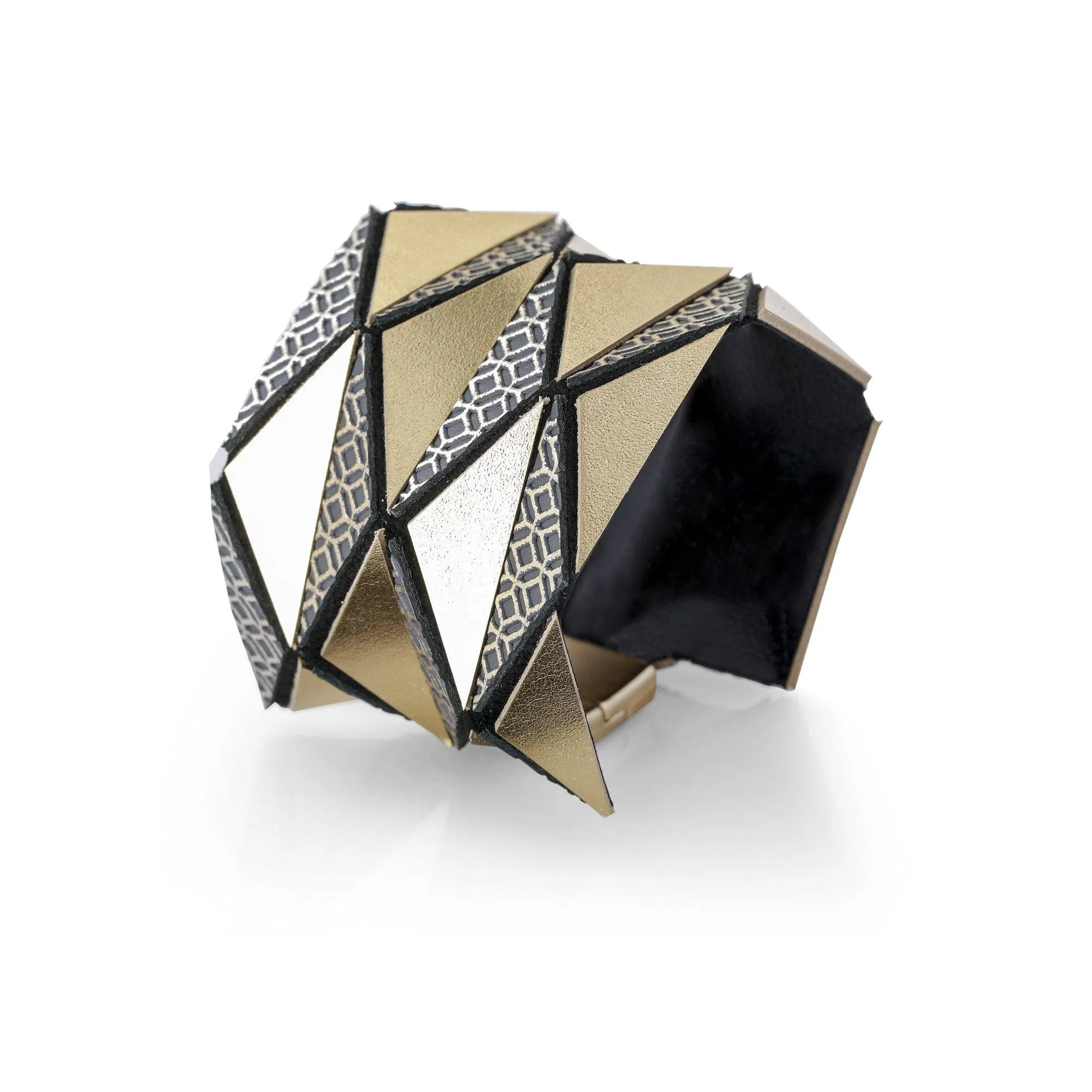 Origami B & W geometric leather bracelet