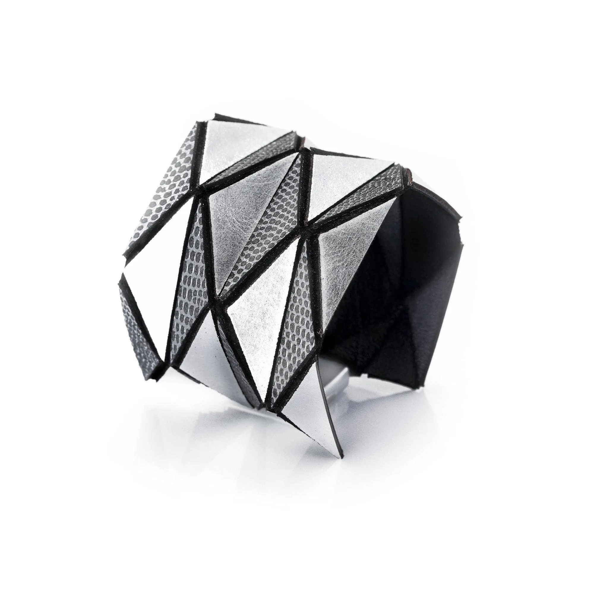 Origami B & W geometric leather bracelet