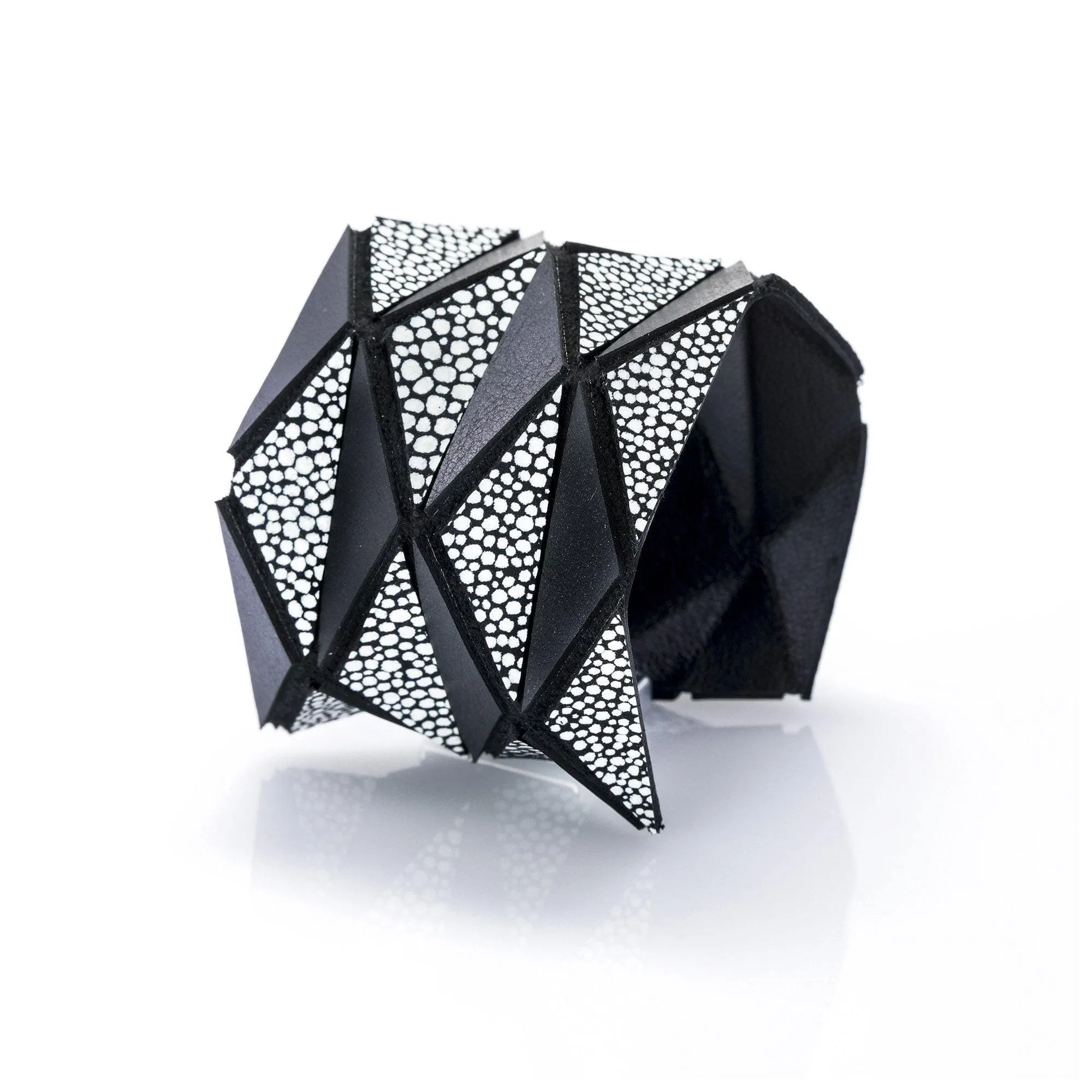 Origami B & W geometric leather bracelet