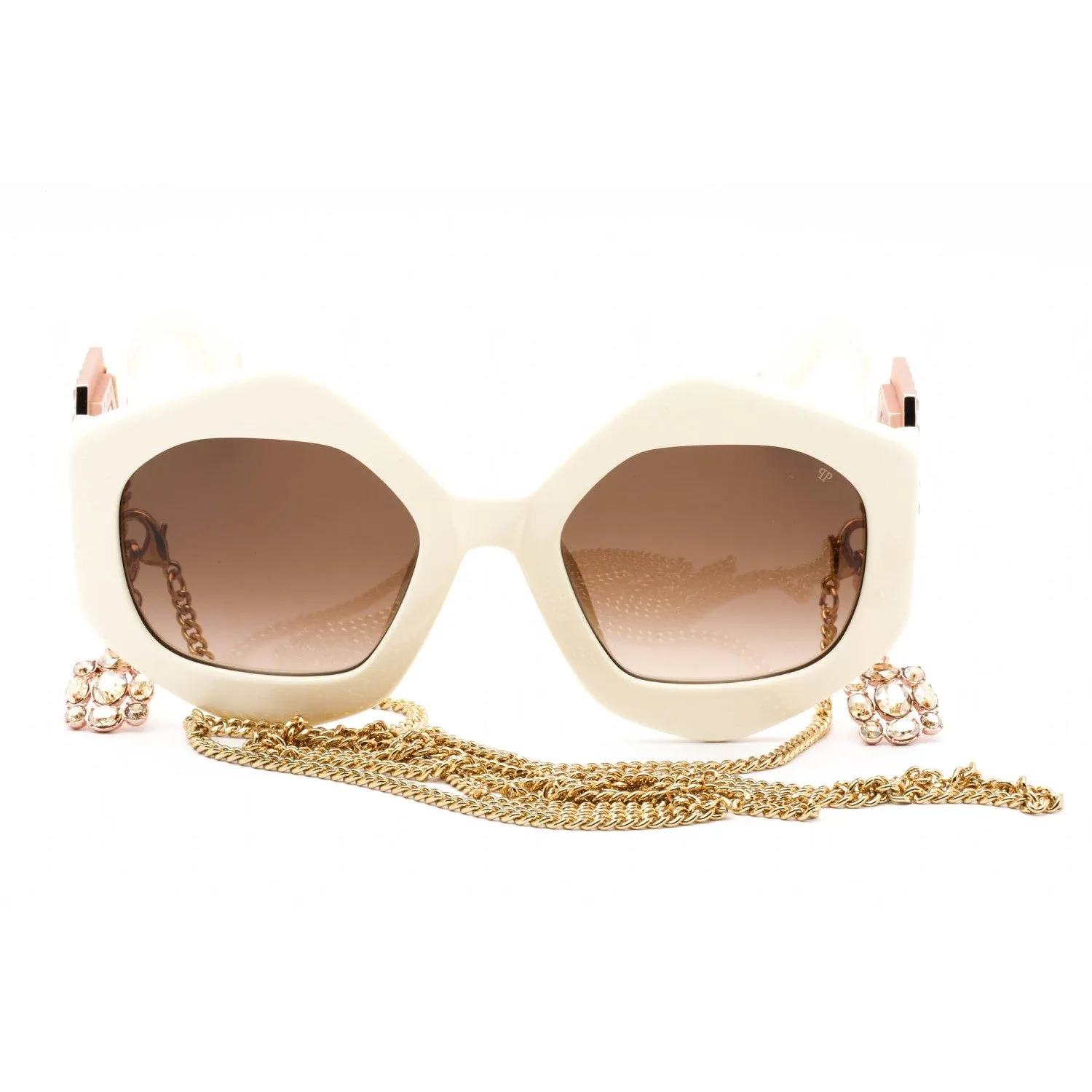 Philipp Plein SPP102S Sunglasses Ivory / Brown Gradient Women's