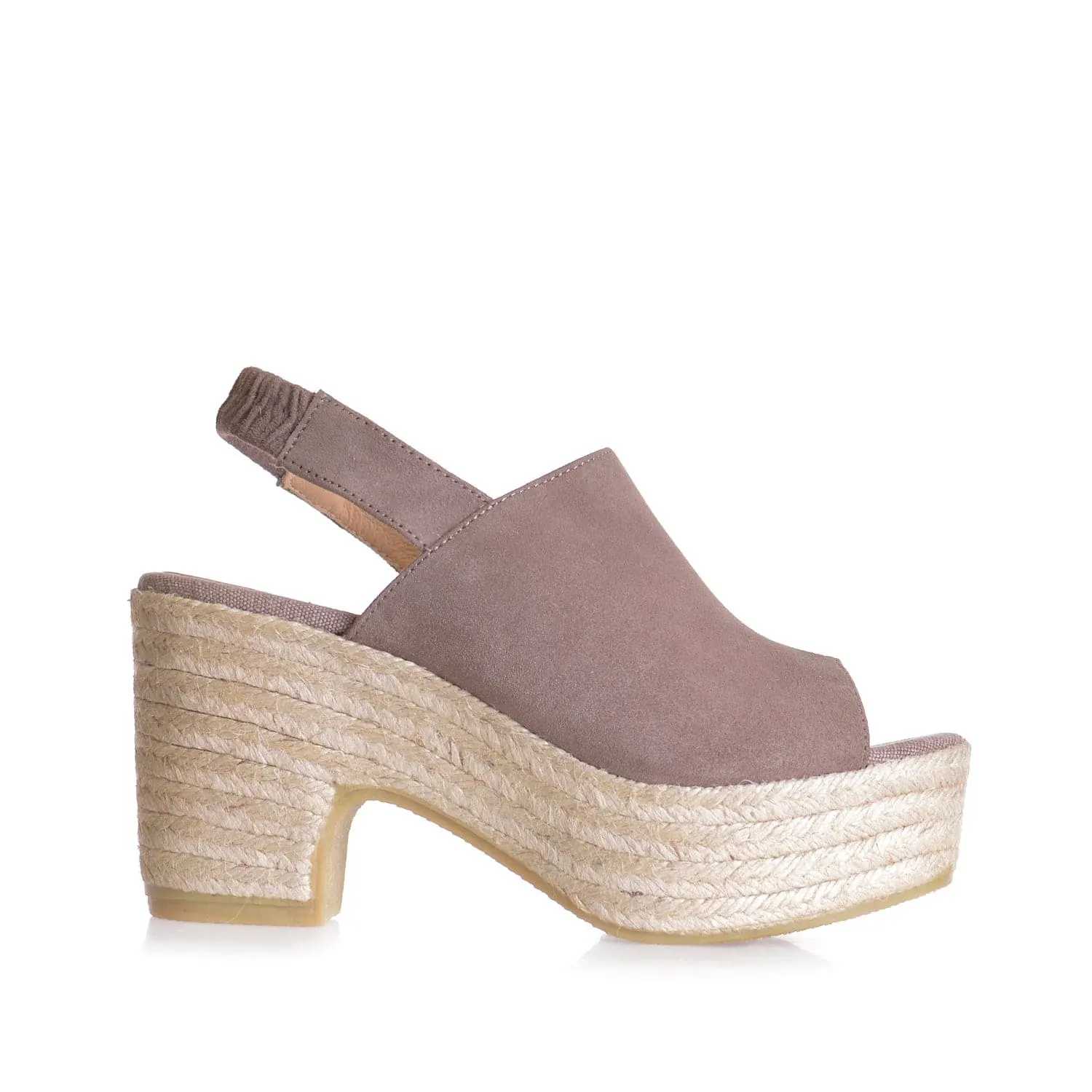 Plain Suede Leather Wedge Espadrille for Women - Noemi-A