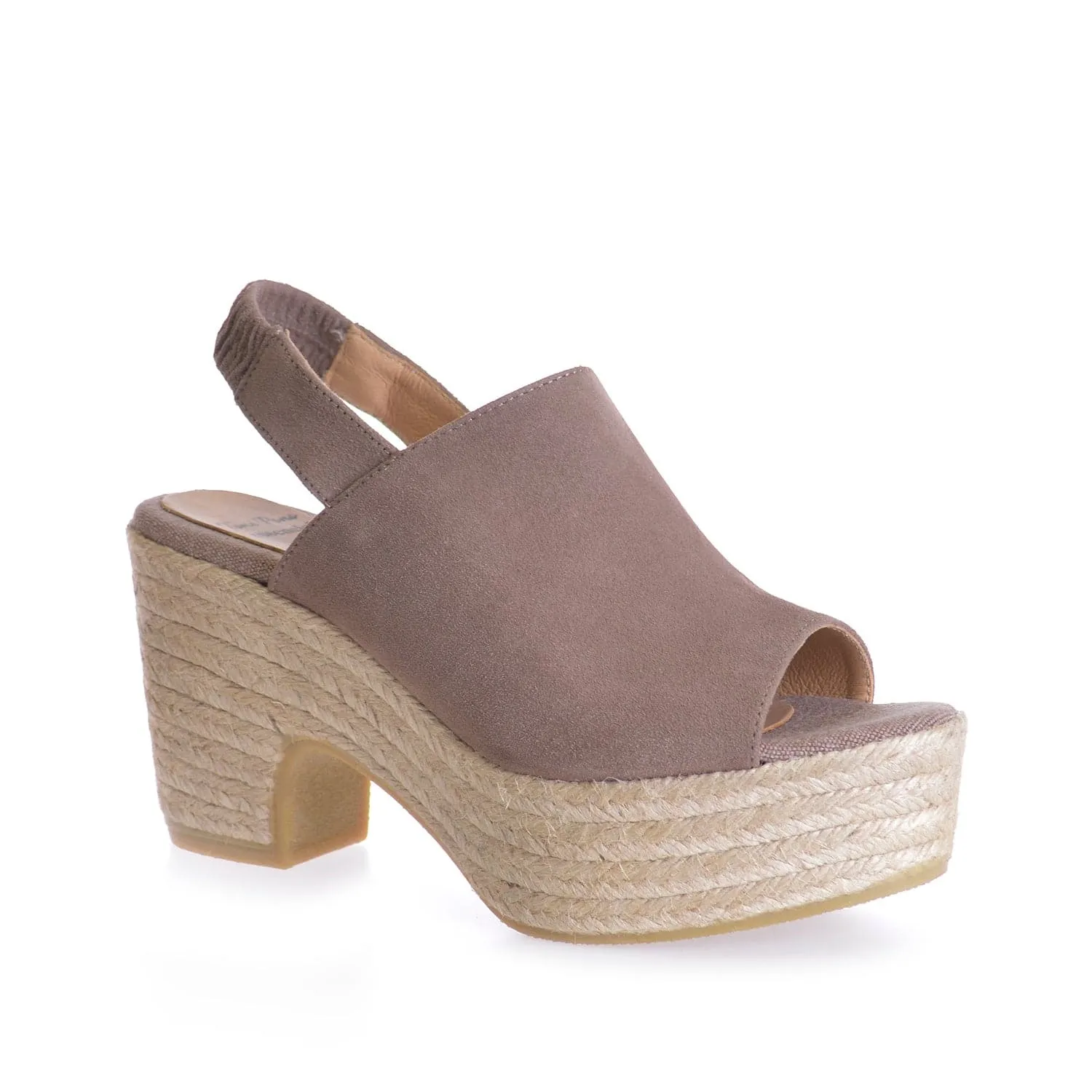 Plain Suede Leather Wedge Espadrille for Women - Noemi-A