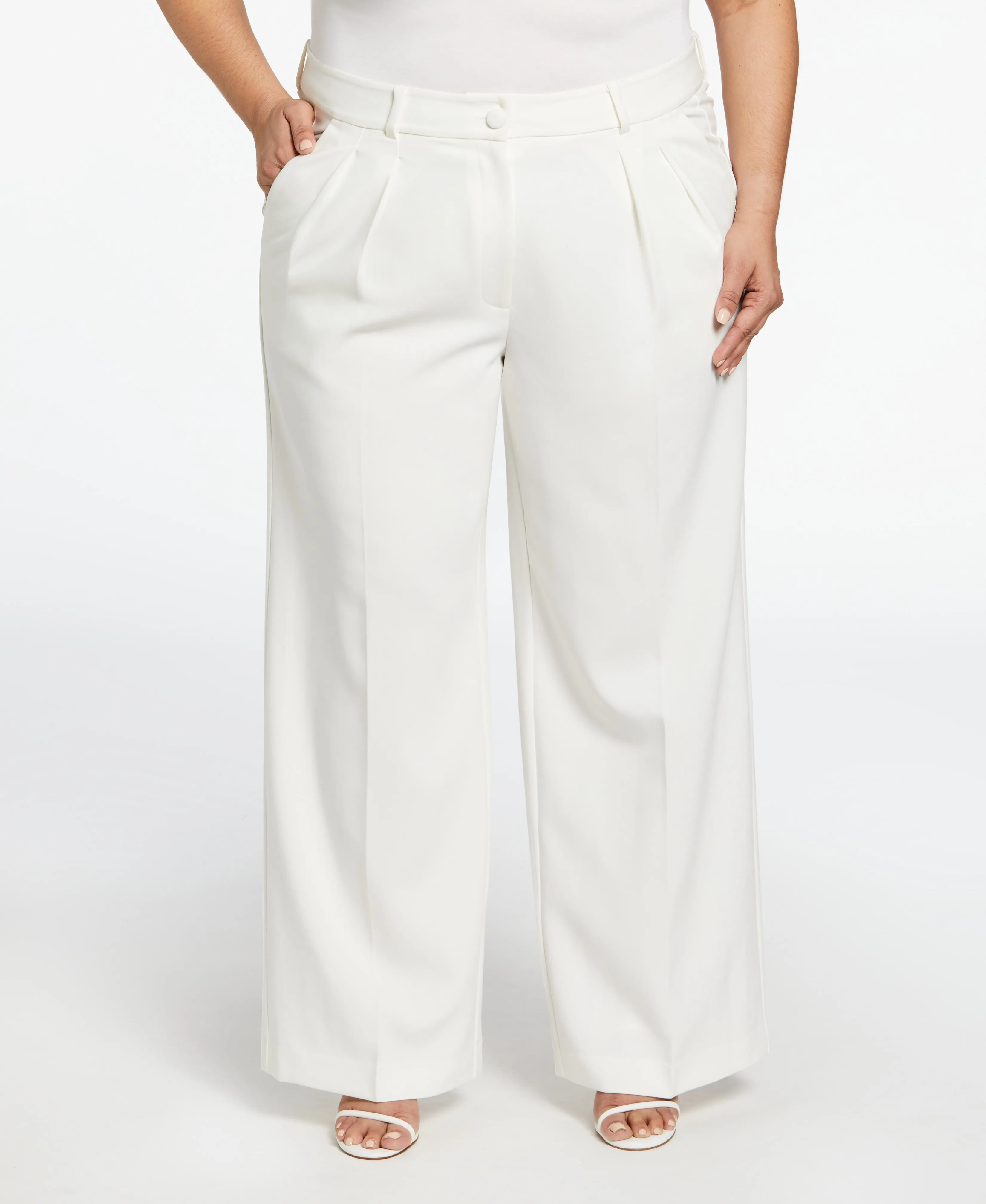 Plus Size High Rise Gabardine Wide Leg Pant