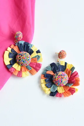 RAFFIA FLORAL EARRINGS