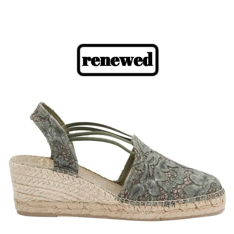 Renewed Embroidered Cotton Blend Wedge Espadrille for Women - Tania-JA