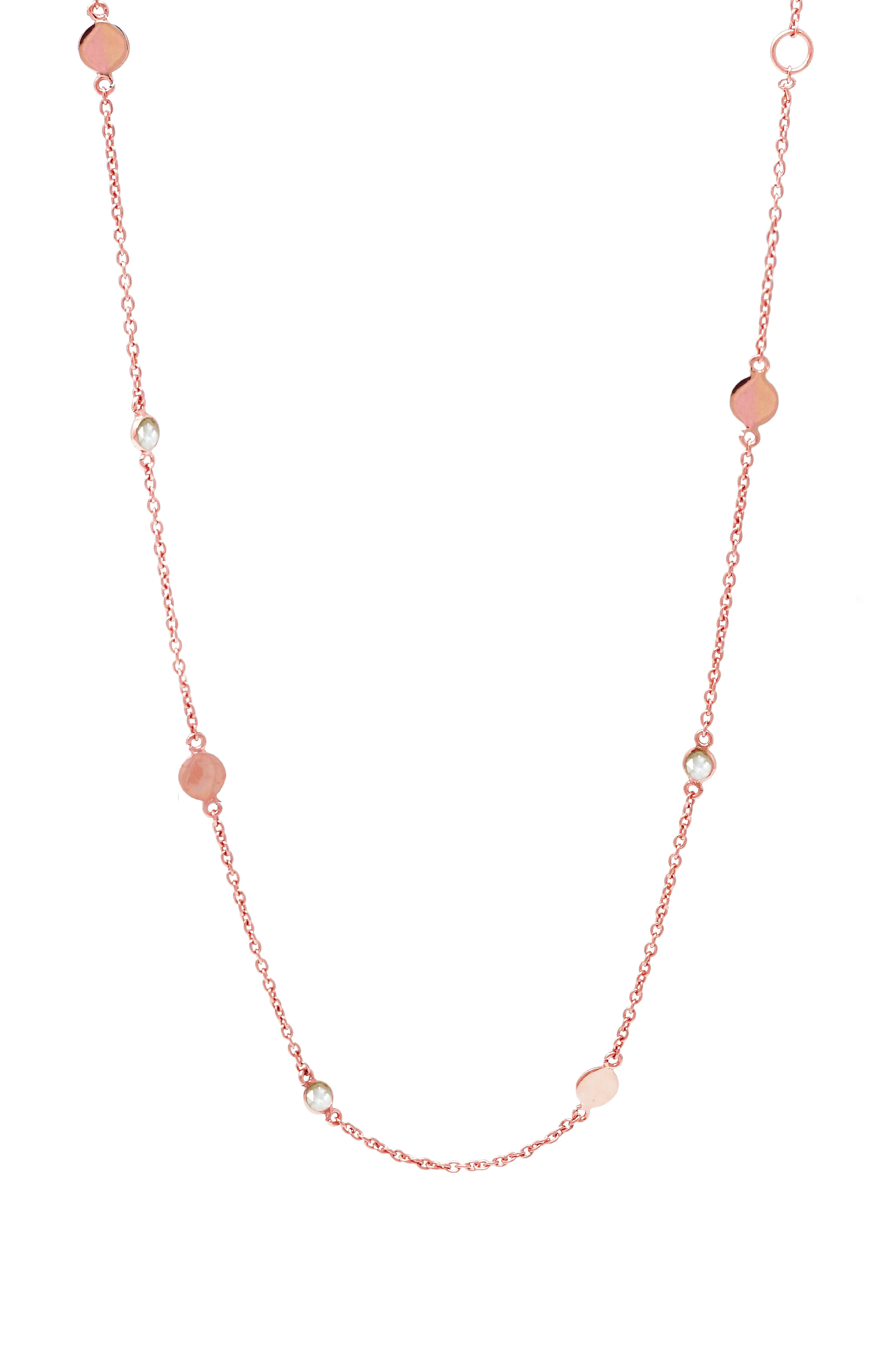 Retro Sparkle Station Rose Gold Plated Sterling Silver Chain Necklace