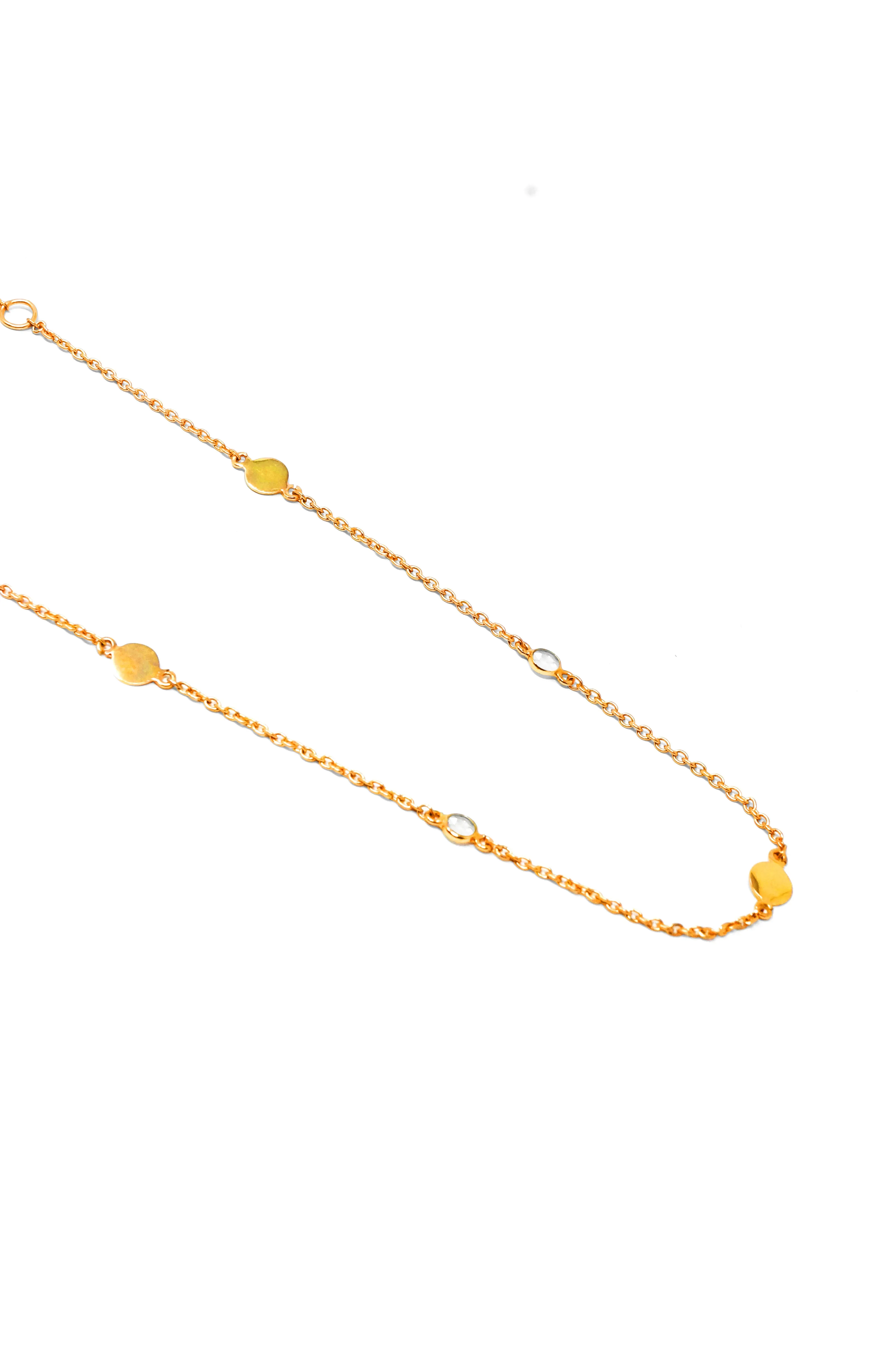 Retro Sparkle Station Rose Gold Plated Sterling Silver Chain Necklace