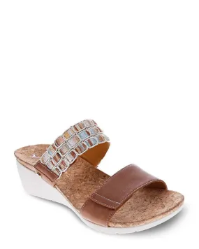 Revere Sorrento Cognac Leather Wedge Slide