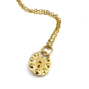 Riveted Lock Charm Necklace - Gold