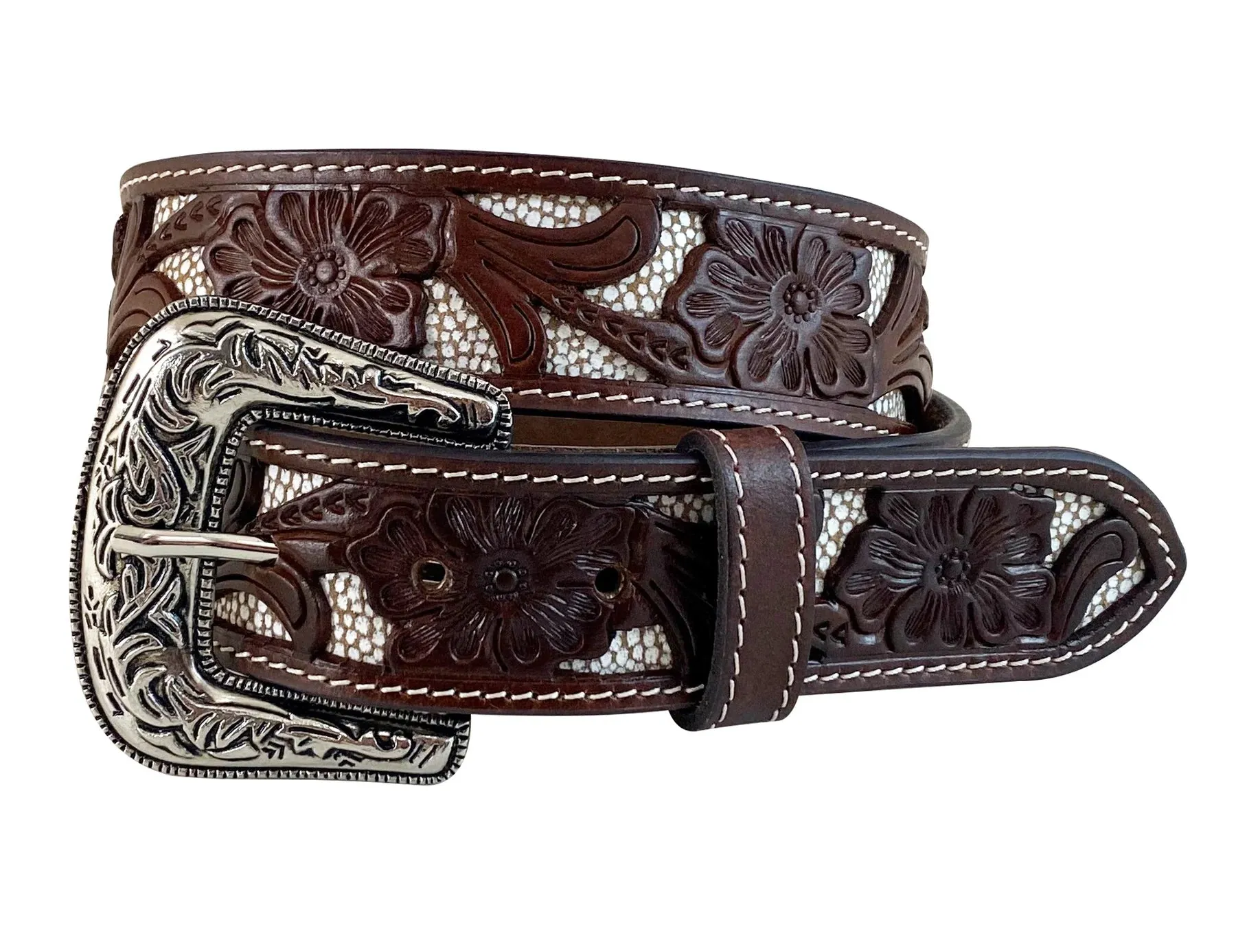 Roper Women's Floral Cutout Belt- Brown