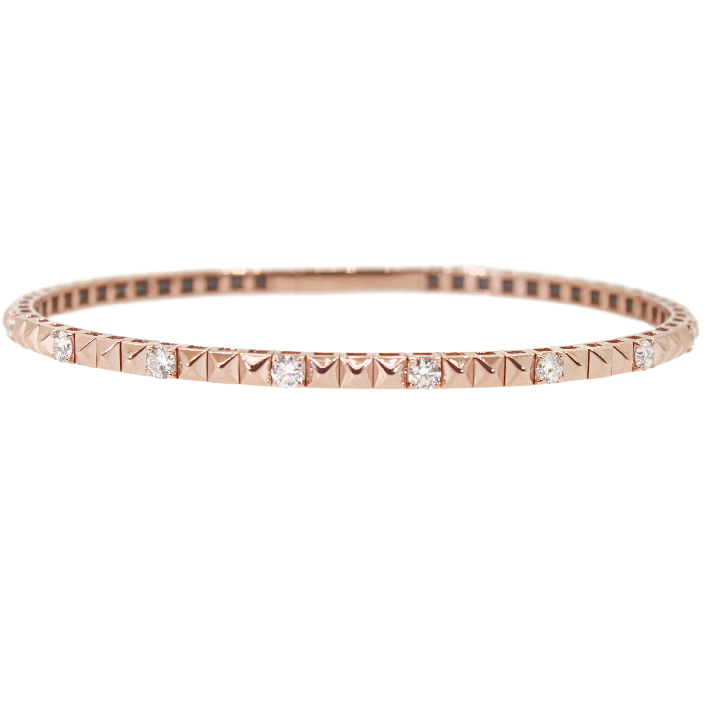 Rose Gold Flex Diamond & Pyramid Bracelet