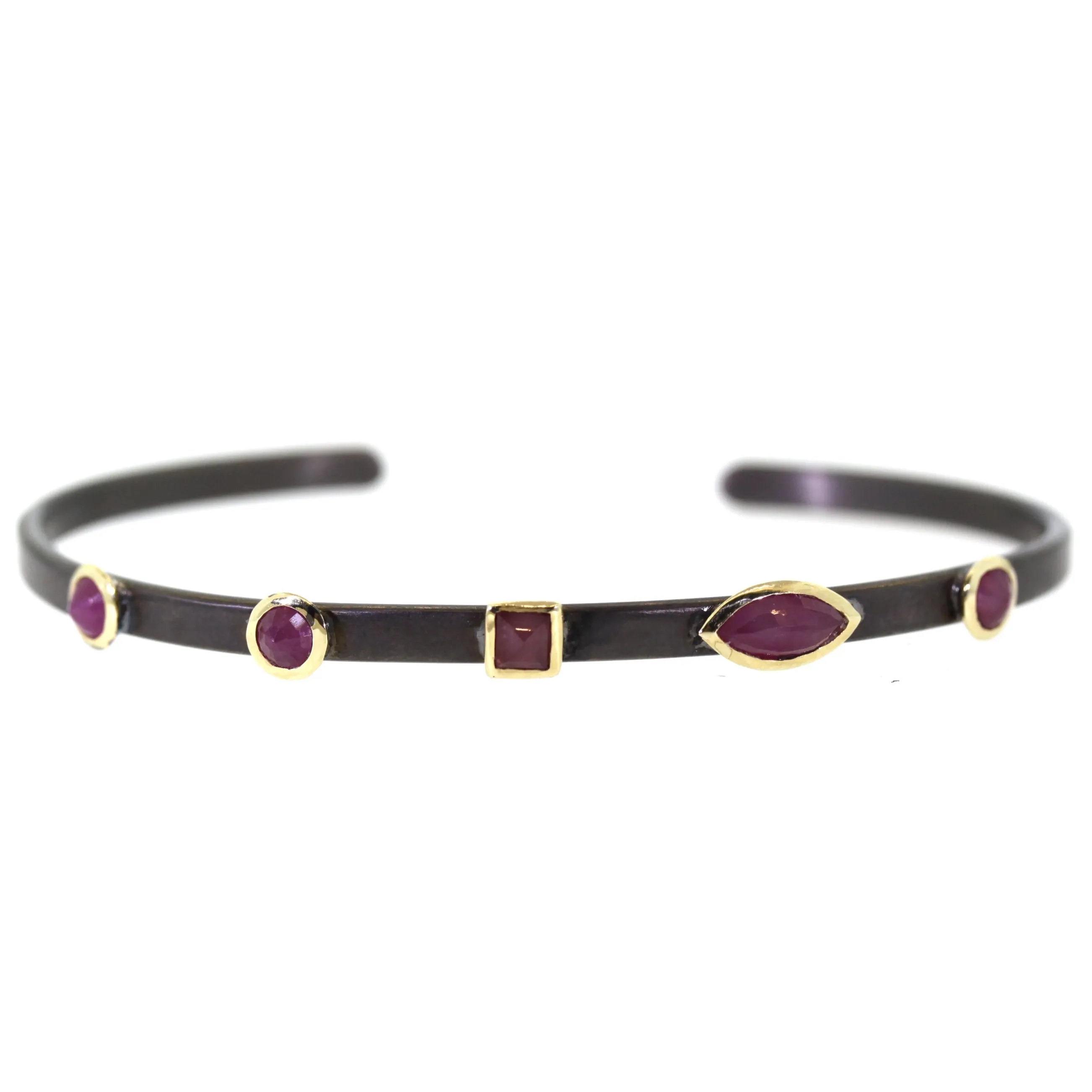 Ruby Bezeled Cuff Bracelet